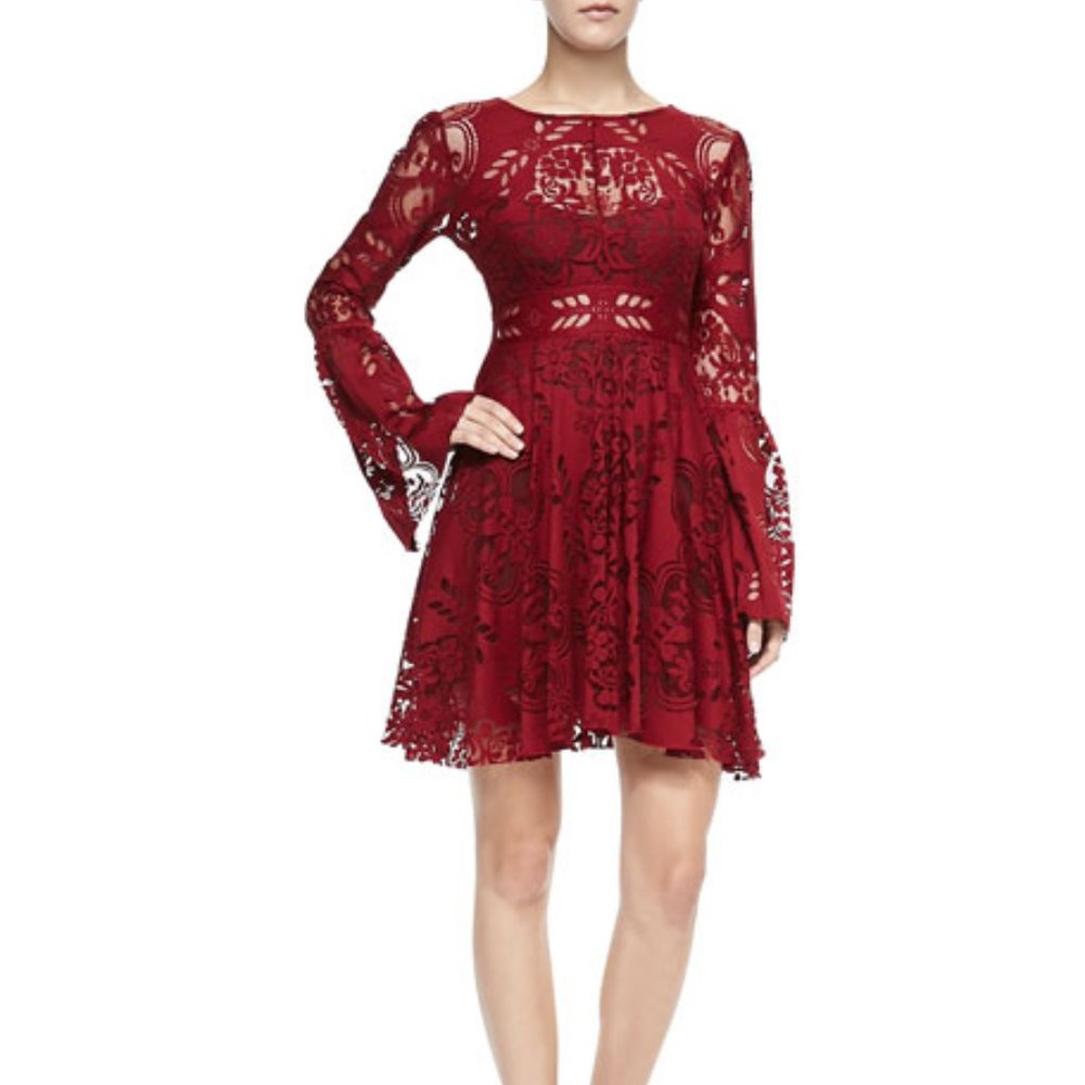 Free People Red Lace Lovers Dress